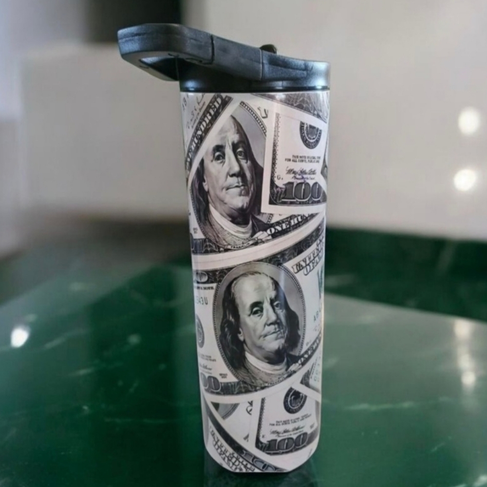 $ 100 Bills $ 20oz Tumbler with duo lids 🎉sale